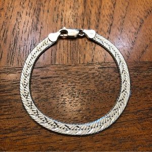 Sterling Silver Herringbone Bracelet 6mm Wide 8 grams